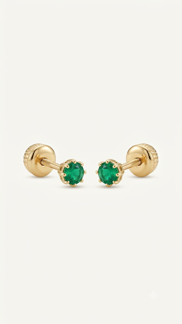 Aretes Esmeralda Punto de Luz